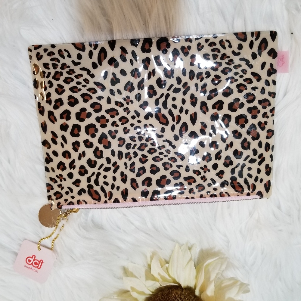 DCI Animal prints Cosmetic And Makeup Bag with Floating Gold Glitters New! - Picture 5 of 11